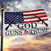 Load image into Gallery viewer, God, Guns and Trump Flag - White