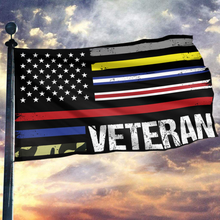 Load image into Gallery viewer, USA Veteran Flag - First Responders Stripes Flag (RTL)