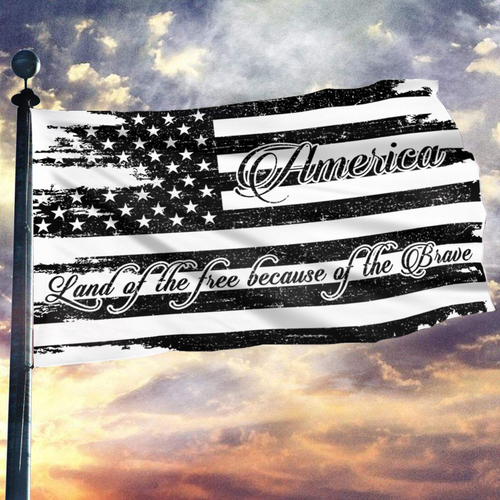AMERICA HOME OF THE FREE B&W FLAG