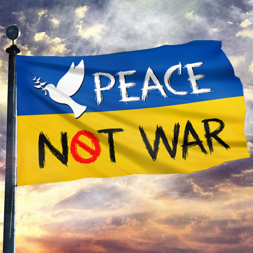 Ukraine Peace Not War Flag