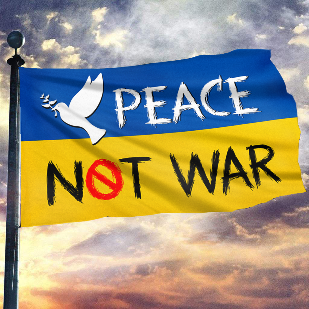 Ukraine Peace Not War Flag