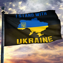 Load image into Gallery viewer, Stand With Ukraine Support Map Flag