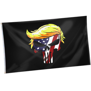 Trump Punisher Flag + Trump USA Punisher Flag + Trump Punisher Pin Bundle