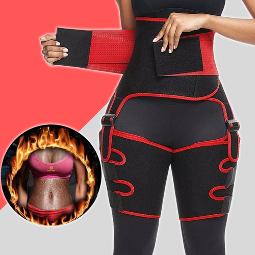 3 in 1 Neoprene Adjustable Belt Sweat Waist Trainer and Thigh Trimmer
