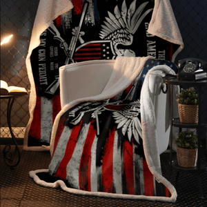 It's My Gun Permit - 2nd Amendment Sherpa Blanket - 50x60 + Free Matching 3x5' Single Reverse Flag