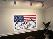 Load image into Gallery viewer, God, Guns and Trump Flag - White