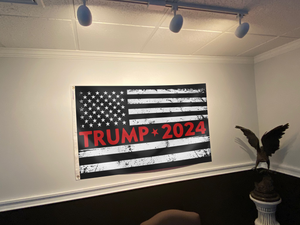 Trump 2024 - Black and White USA Flag