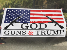 Load image into Gallery viewer, God, Guns and Trump Flag - White