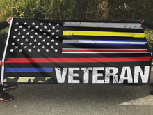 Load image into Gallery viewer, USA Veteran Flag - First Responders Stripes Flag (RTL)