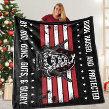 Load image into Gallery viewer, Born Raised and Protected Premium Mink Sherpa Blanket