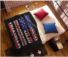 Load image into Gallery viewer, Unmasked. Unmuzzled. Unvaccinated. Unafraid. Premium Mink Sherpa Blanket (Black) (RTL)