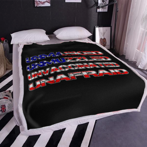 Unmasked. Unmuzzled. Unvaccinated. Unafraid. Premium Mink Sherpa Blanket (Black)