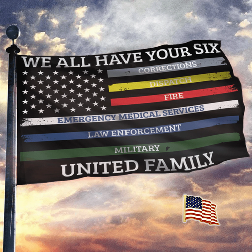 We All Have Your Six United Family - USA Flag + American Flag Lapel Pin - Flag Bundle