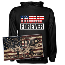 Load image into Gallery viewer, Trump Forever Hoodie + 3x5' Trump LNO Flag