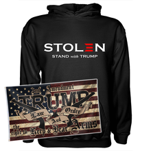 Load image into Gallery viewer, Stolen Stand With DJT Hoodie + 3x5' LNO Flag
