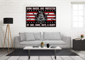 Born Raised and Protected Deluxe Landscape Canvas 1.5in Frame