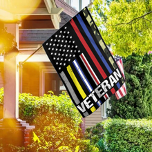 Load image into Gallery viewer, USA Veteran - First Responder Stripes House Flag