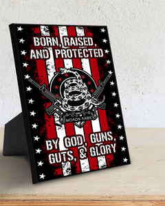 Born Raised and Protected Deluxe Portrait Canvas 1.5in Frame