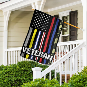 USA Veteran - First Responder Stripes House Flag