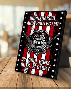 Born Raised and Protected Deluxe Portrait Canvas 1.5in Frame