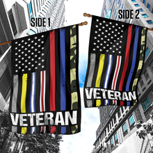 Load image into Gallery viewer, USA Veteran - First Responder Stripes House Flag