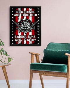 Born Raised and Protected Deluxe Portrait Canvas 1.5in Frame