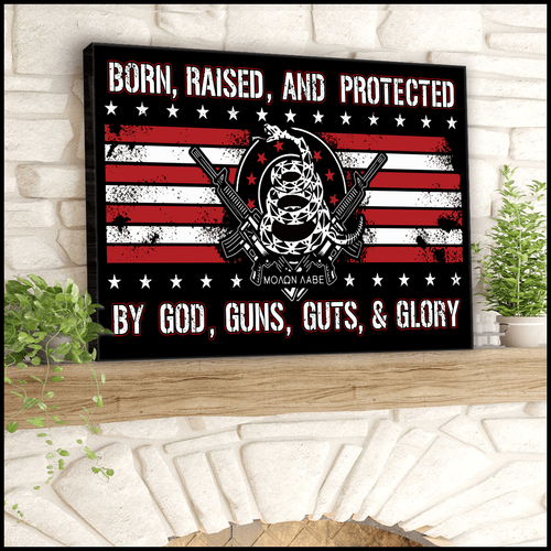 Born Raised and Protected Deluxe Landscape Canvas 1.5in Frame