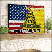 Load image into Gallery viewer, Don&#39;t Tread On Me USA Deluxe Landscape Canvas 1.5in Frame