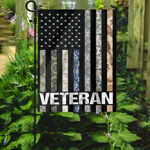 USA Veteran - Military Branches Stripes House Flag (RTL)