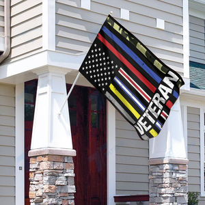 USA Veteran - First Responder Stripes House Flag (RTL)