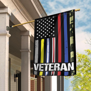 USA Veteran - First Responder Stripes House Flag