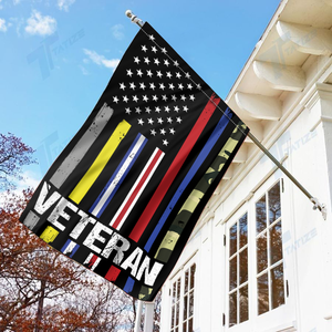 USA Veteran - First Responder Stripes House Flag