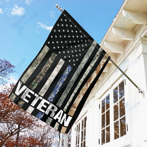 USA Veteran - Military Branches Stripes House Flag