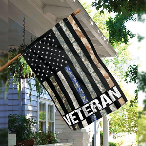 USA Veteran - Military Branches Stripes House Flag