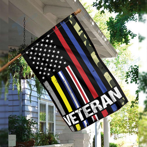 USA Veteran - First Responder Stripes House Flag