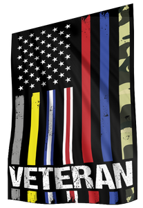 USA Veteran - First Responder Stripes House Flag (RTL)