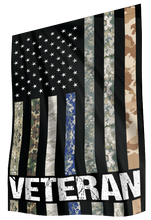 Load image into Gallery viewer, USA Veteran - Military Branches Stripes House Flag