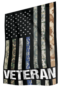 USA Veteran - Military Branches Stripes House Flag