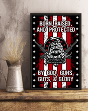 Load image into Gallery viewer, Born Raised and Protected Deluxe Portrait Canvas 1.5in Frame