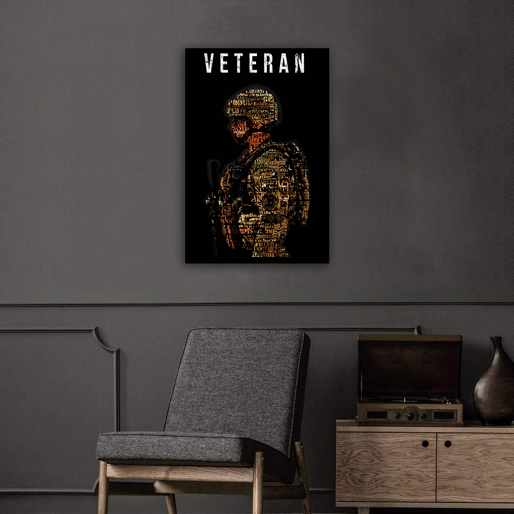 USA Veteran Deluxe Portrait Canvas 1.5in Frame