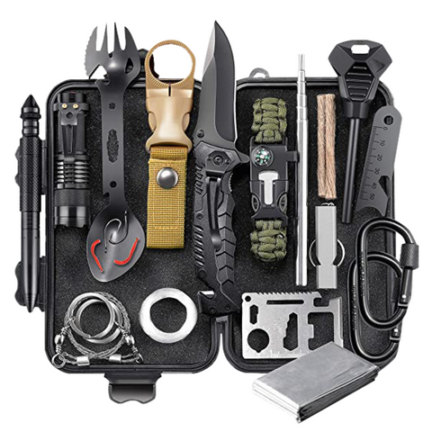 Survival Gear Kit, Emergency EDC Survival Tools 24 in 1 SOS Earthquake Aid Equipment