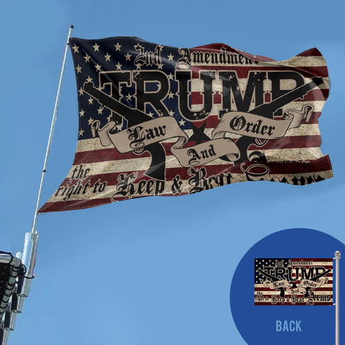 **PREMIUM DOUBLE-SIDED** Trump 2020 Law and Order 2nd Amendment Guns Flag